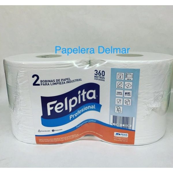 BOBINA PAPEL INDUSTRIAL 25CM x 360MTS "FELPITA"