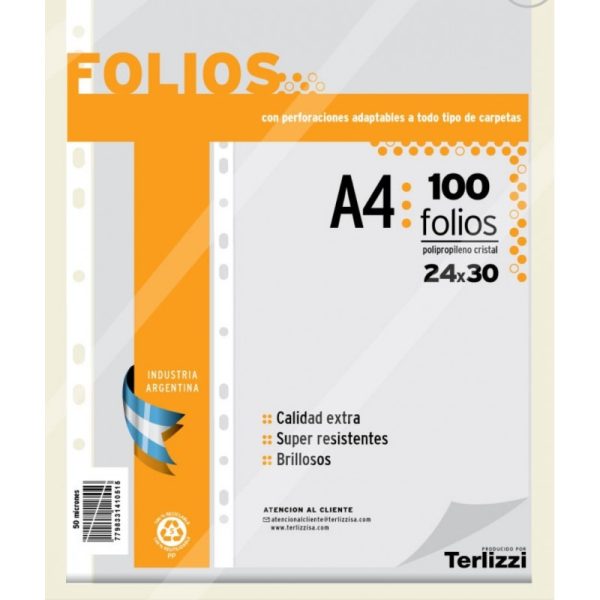 FOLIO A4 50 MICRONES PAQUETE x 100U