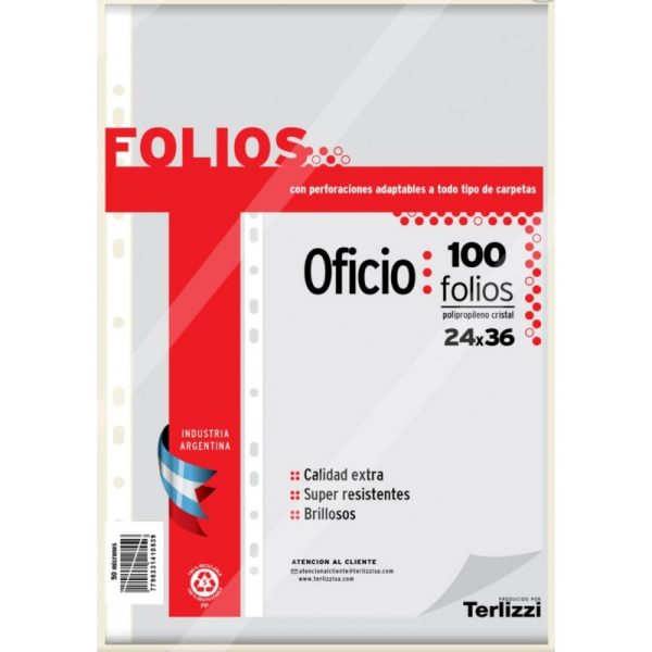 FOLIO OFICIO 50 MICRONES PAQUETE x 100U